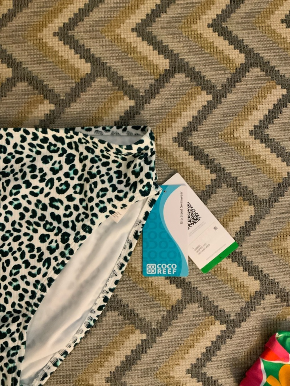 SOLD IN A BUNDLE Coco Reef Teal and White Leopard High Waist Swim Bottoms - Picture 2 of 3